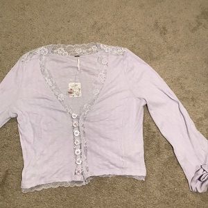 Lilac lace trim top